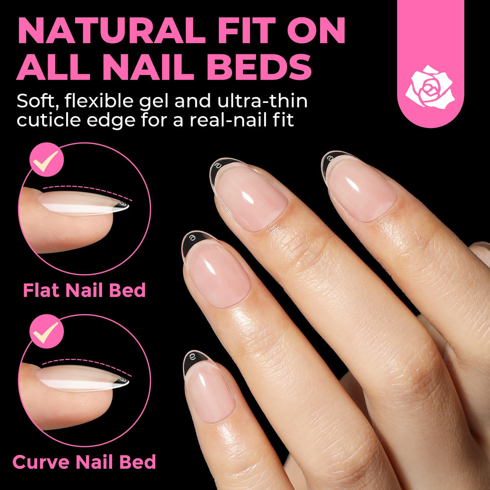 UNA GELLA short oval almond tips provide quick press-on nail extensions at home