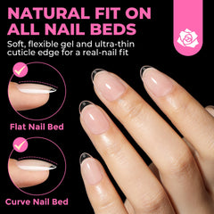 UNA GELLA short oval almond tips provide quick press-on nail extensions at home