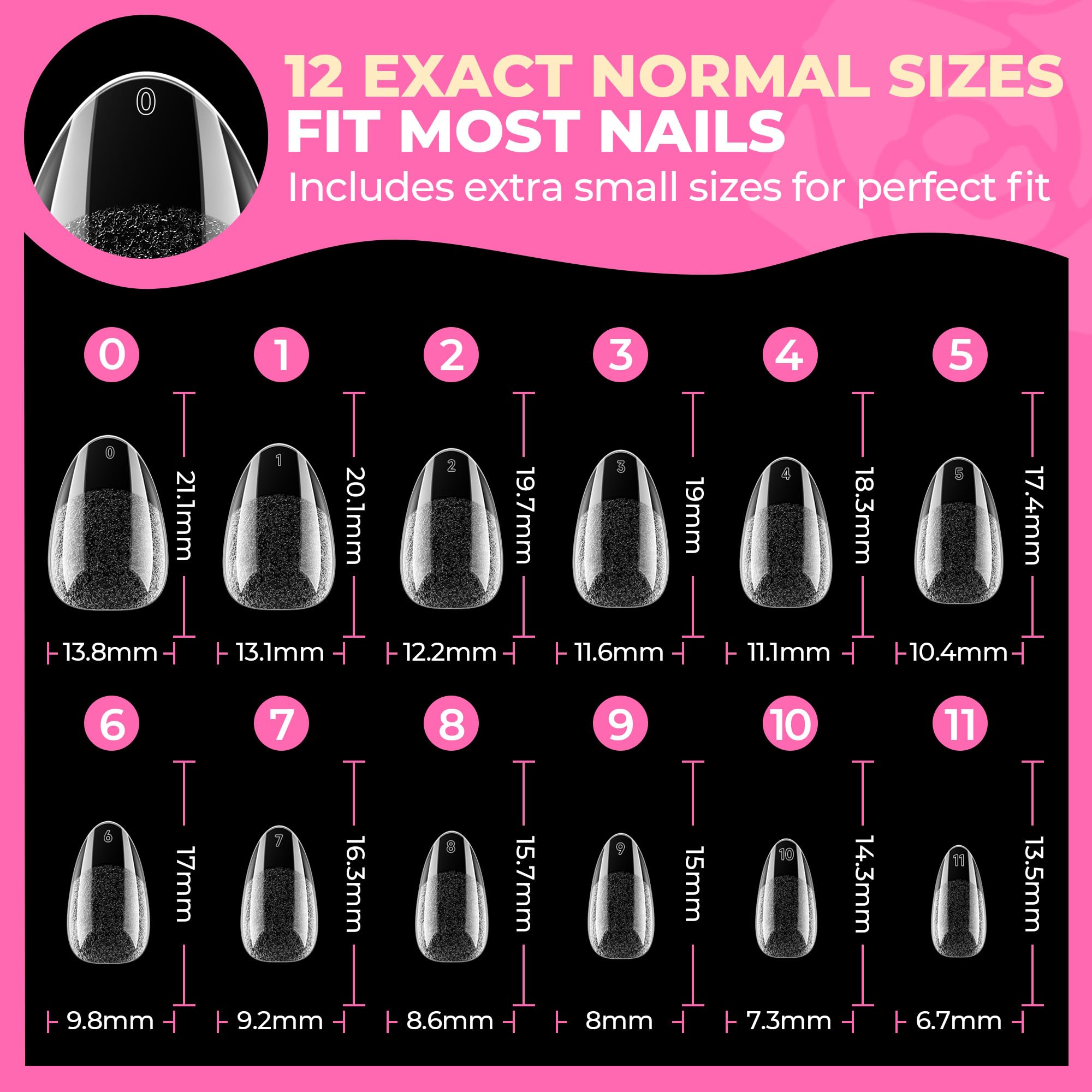UNA GELLA short oval almond tips come in a 504-piece set for versatile DIY nails