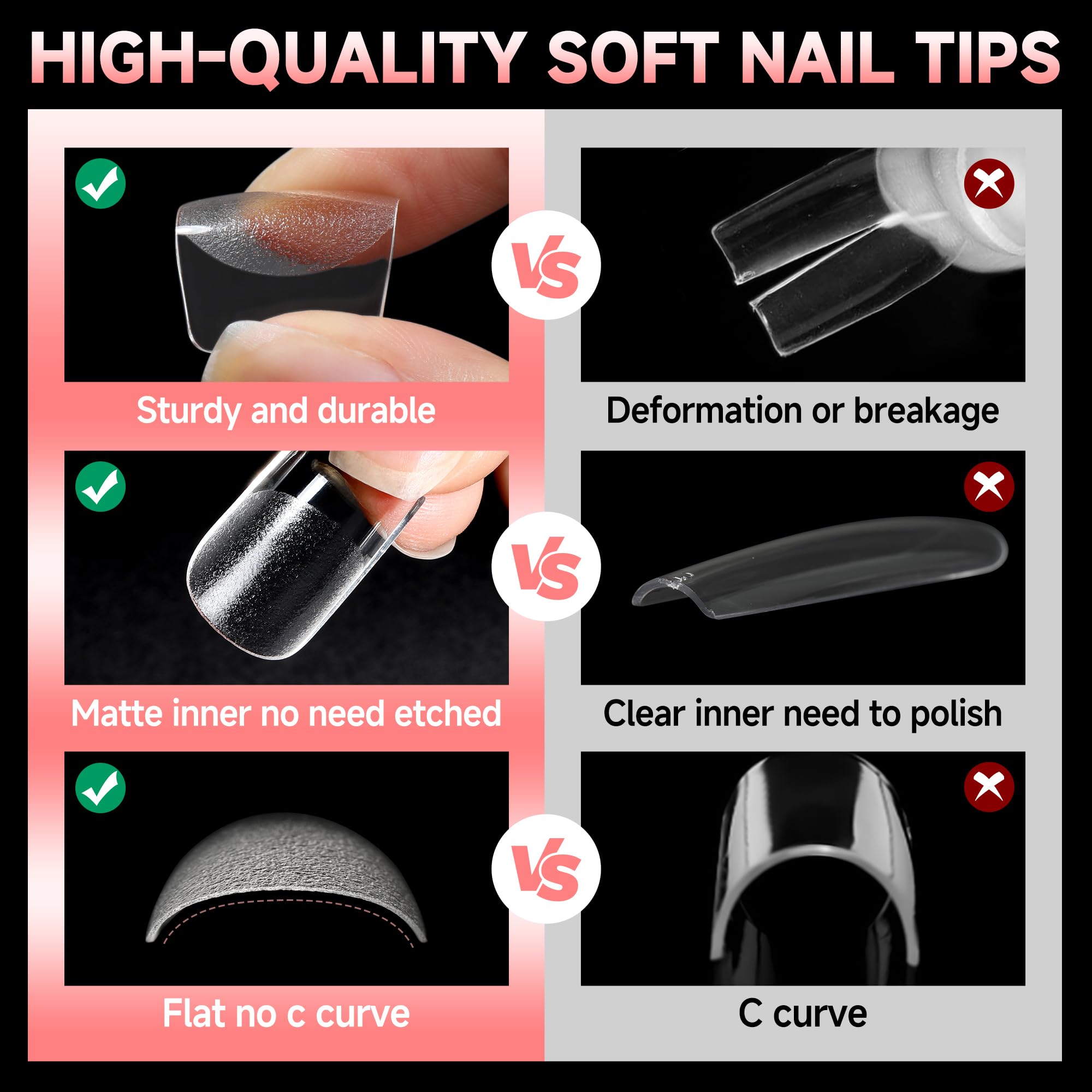 UNA GELLA no-trace bendable tips for easy shaping.