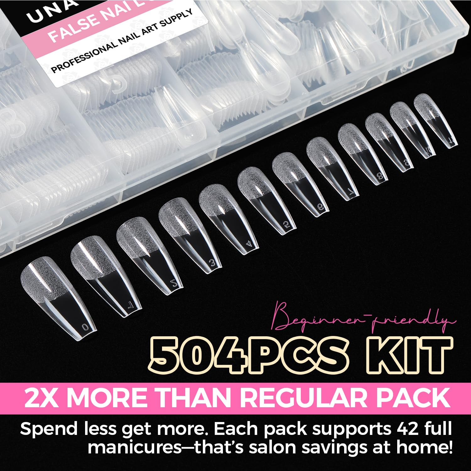 UNA GELLA smooth-edge coffin tips press-on design enables snug nail beds and comfortable wear