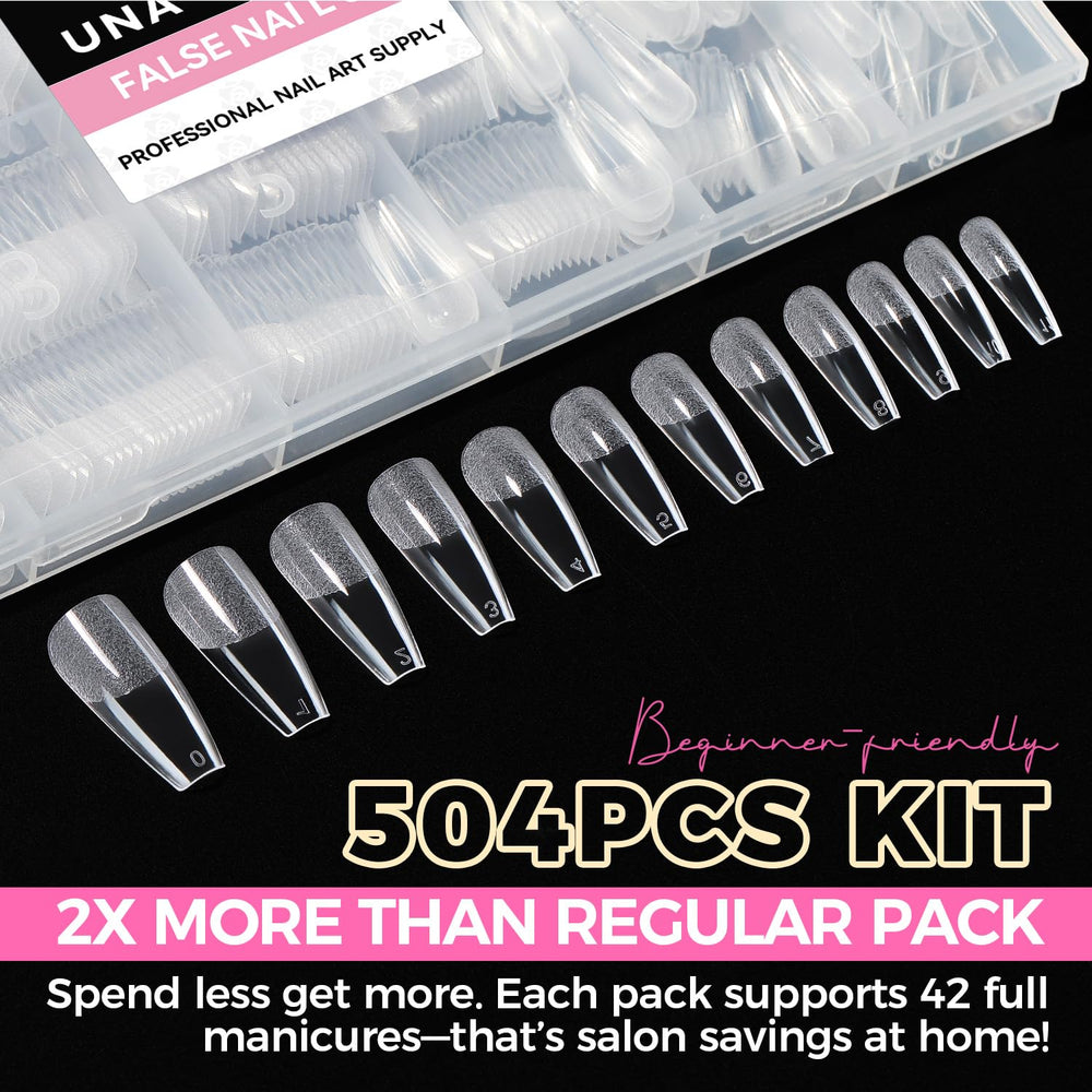 UNA GELLA smooth-edge coffin tips press-on design enables snug nail beds and comfortable wear
