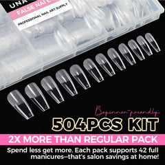 UNA GELLA smooth-edge coffin tips press-on design enables snug nail beds and comfortable wear