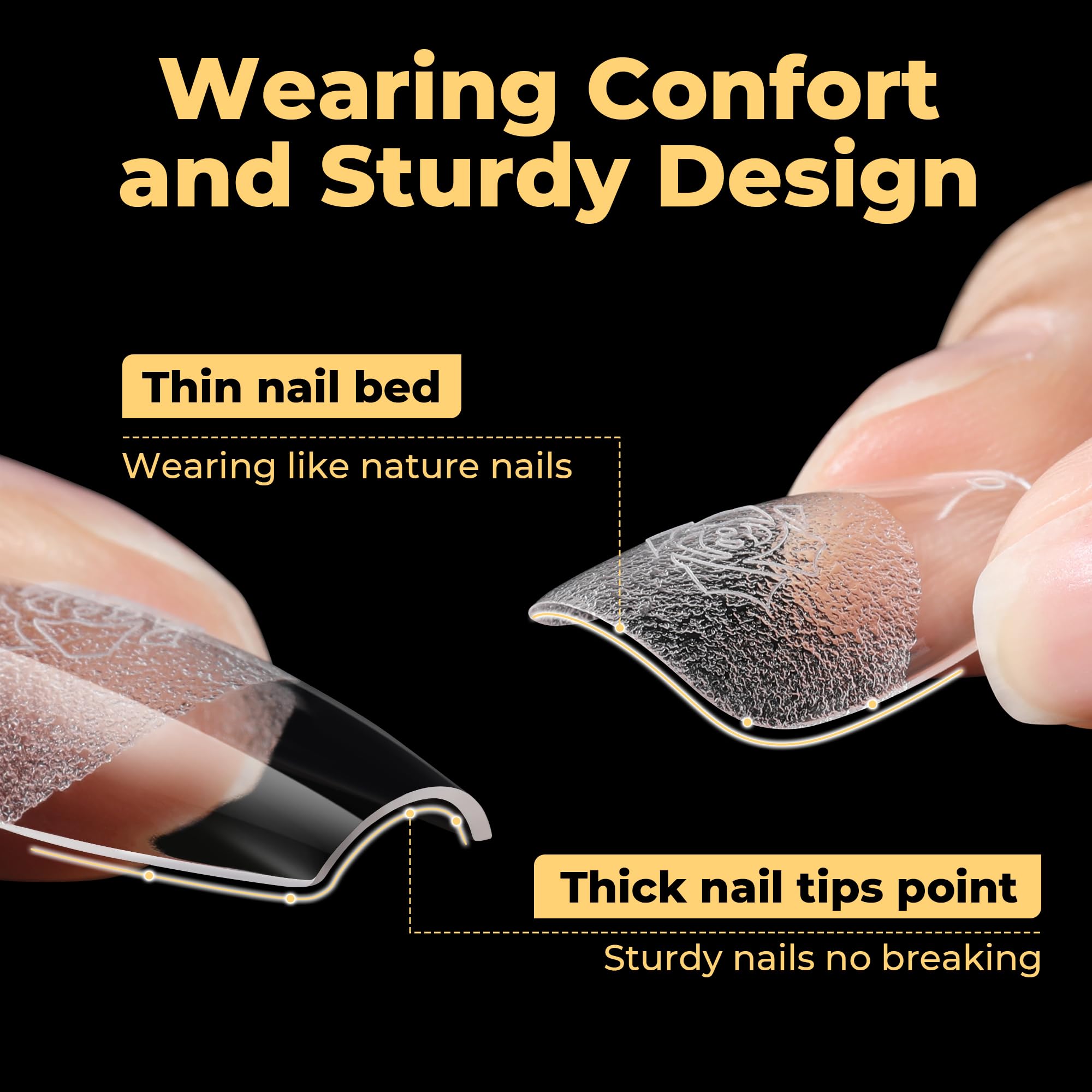 UNA GELLA soak-off tips removable with acetone for gentle removal