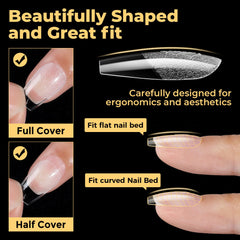 UNA GELLA soft gel tips bend smoothly for comfortable press-on application