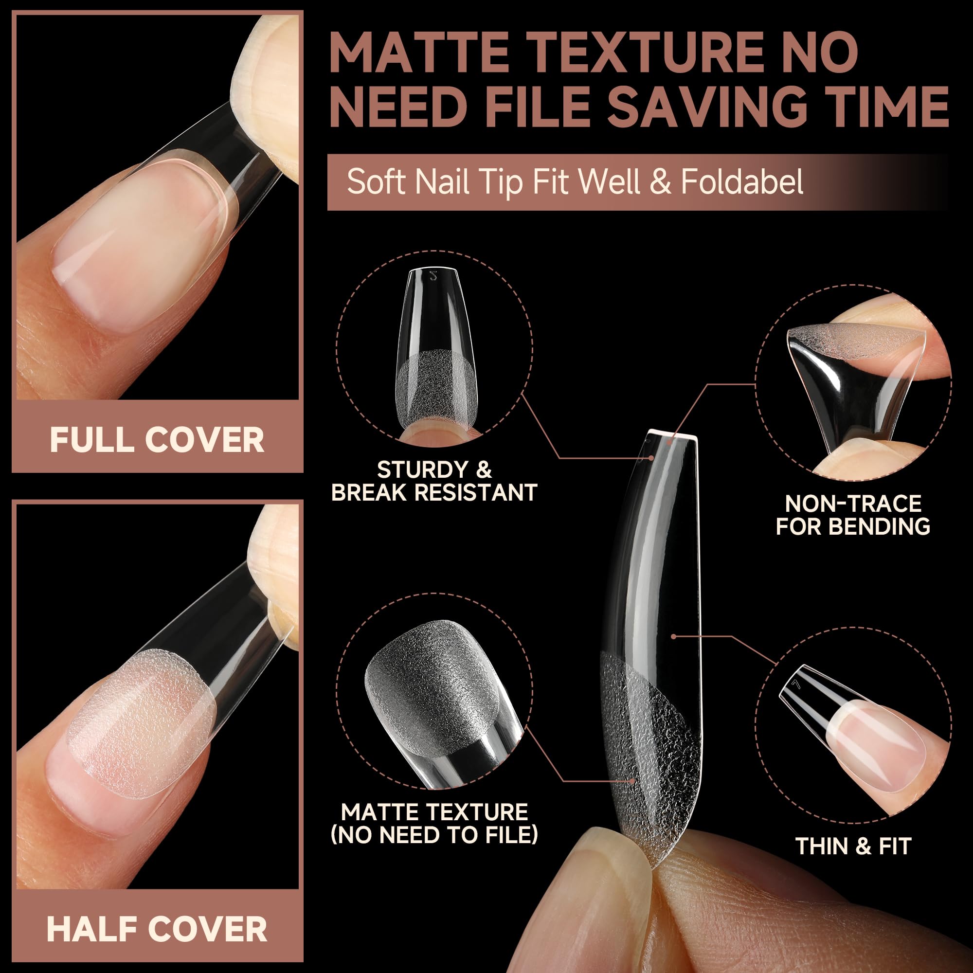 UNA GELLA soft gel tips back edge fit for natural-looking extensions.