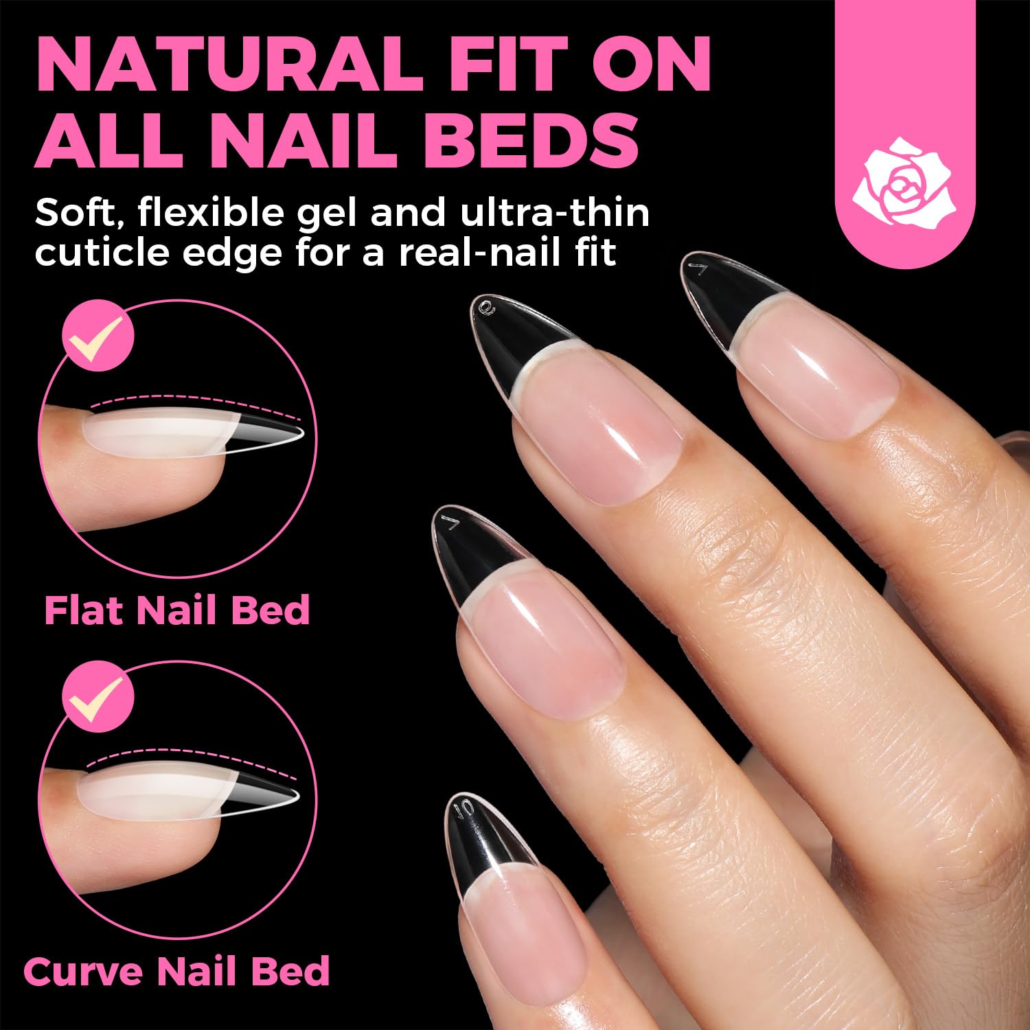UNA GELLA Soft Gelly Tips ensure comfortable press-on fit.