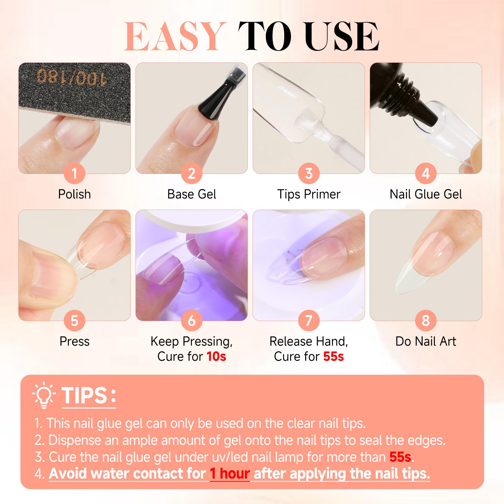 UNA GELLA solid nail glue 40ml enables 3D nail art and rhinestone sticking.