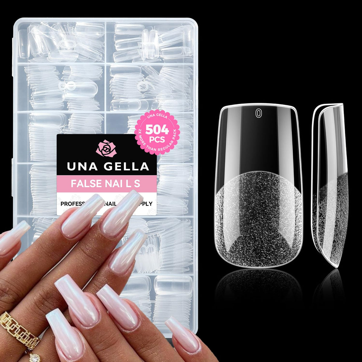 UNA GELLA square fake nails packaging for easy DIY nail setup