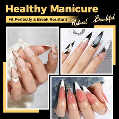 UNA GELLA thin back edge improves fit against the nail bed for natural looking extensions.