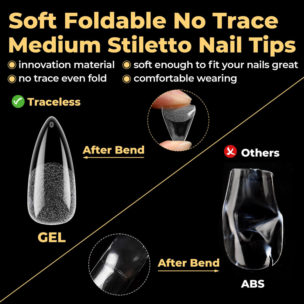 UNA GELLA tips with thin back edge and thick front edge for better fit