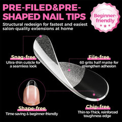 UNA GELLA twelve-sizes round gel tips for precise nail matching.