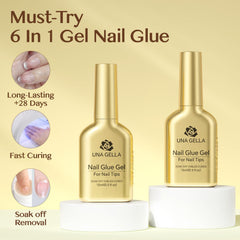 UNA GELLA ultra-strong adhesion bottle demonstrates secure bond for long-wearing nails.