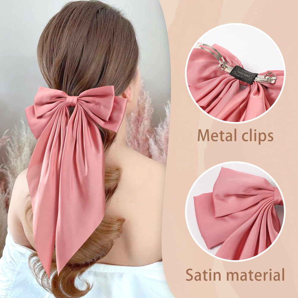 Unbednigt silky-material bow clip close-up showcasing soft texture.