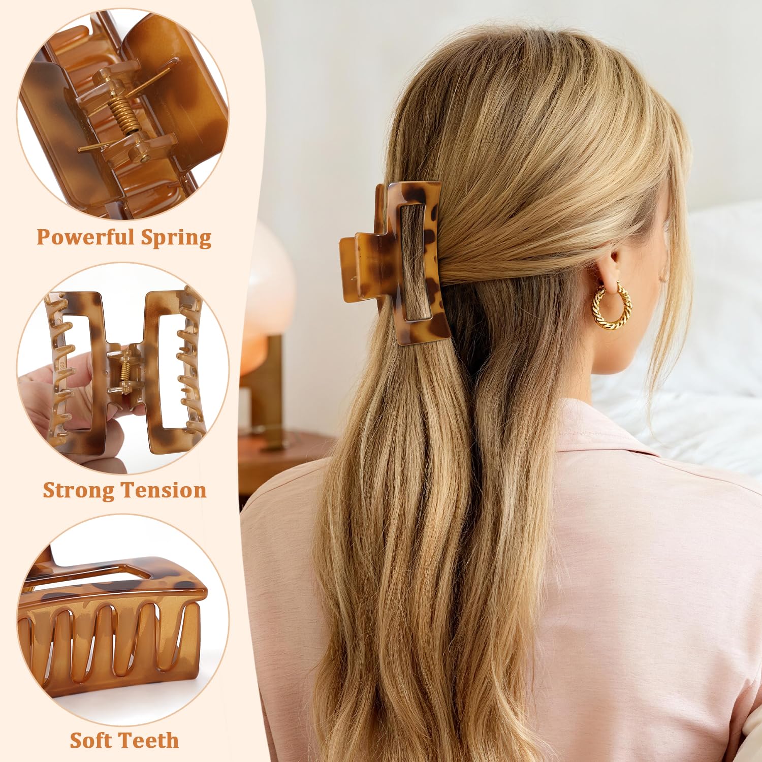 Unbednigt leopard square clip large 4-inch closeup for thick hair styles