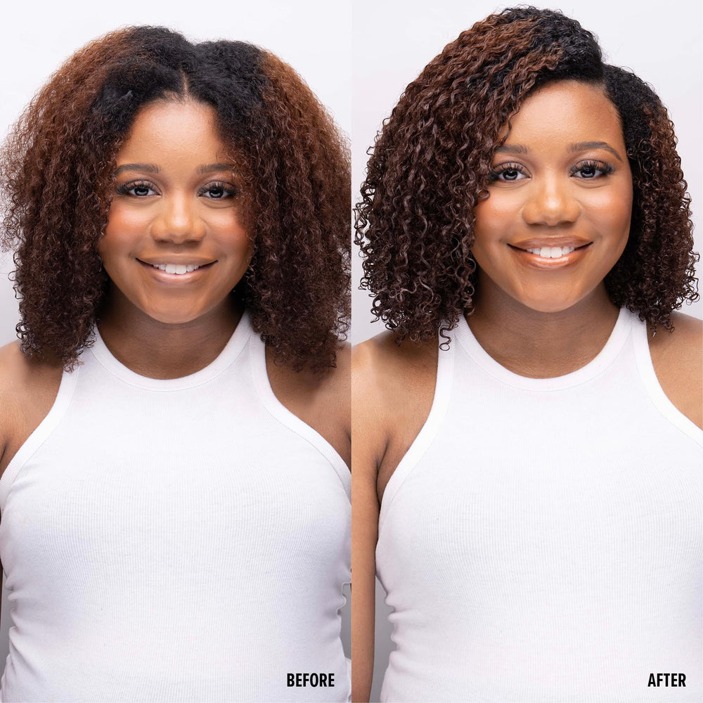Uncle Funky's Daughter Curly Magic application image demonstrates easy styling.