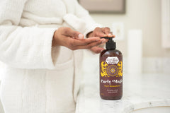 Uncle Funky's Daughter Curly Magic 32oz curls-definition image emphasizes elongation.