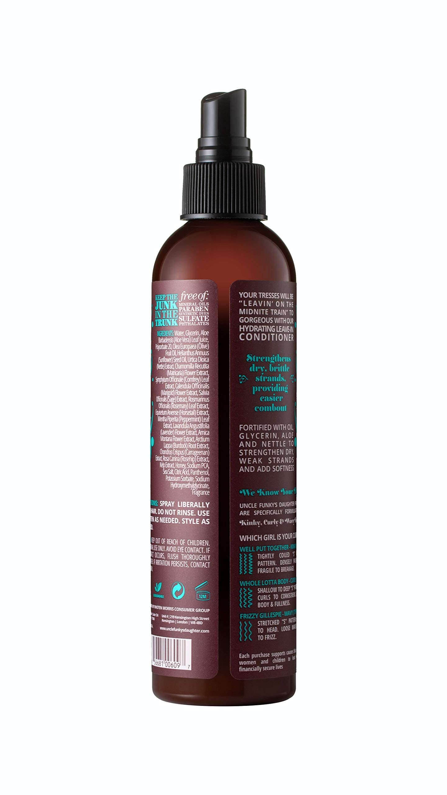 Uncle Funky's Daughter Midnite Train leave-in packaging highlights clean, minimal natural care