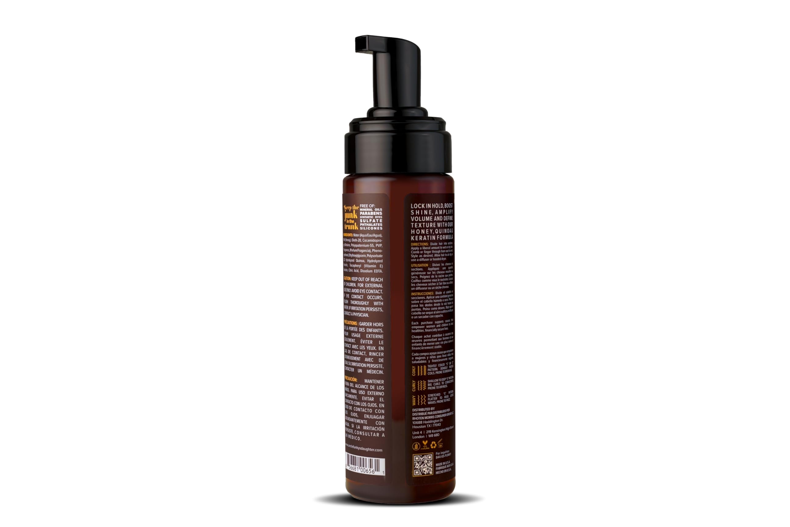 Uncle Funky's Daughter Soul Bounce mousse packaging helps frizz control for polished style.