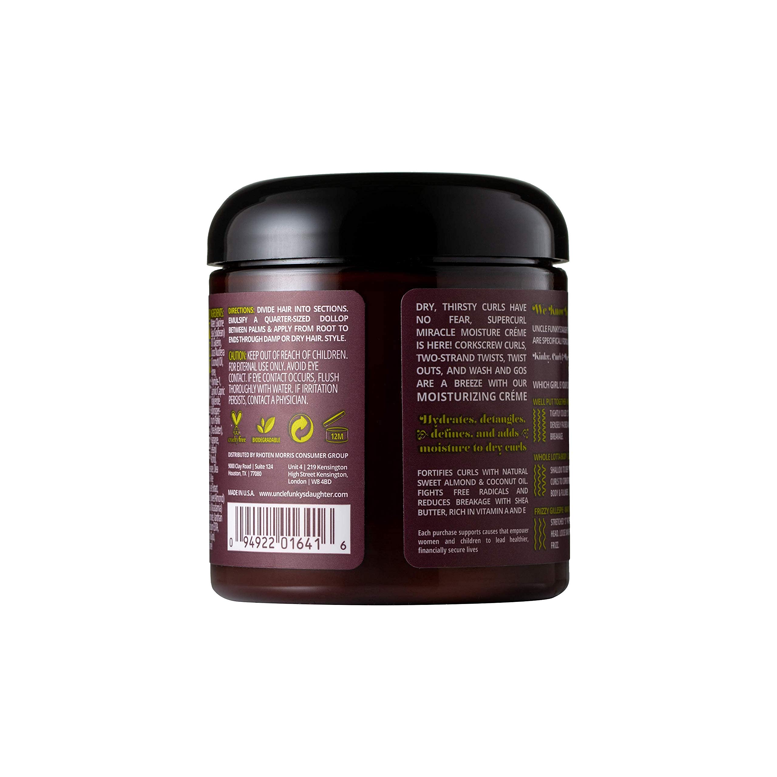 Uncle Funky's Daughter Supercurl Miracle Moisture Creme curl-definition on coils for shape and bounce.