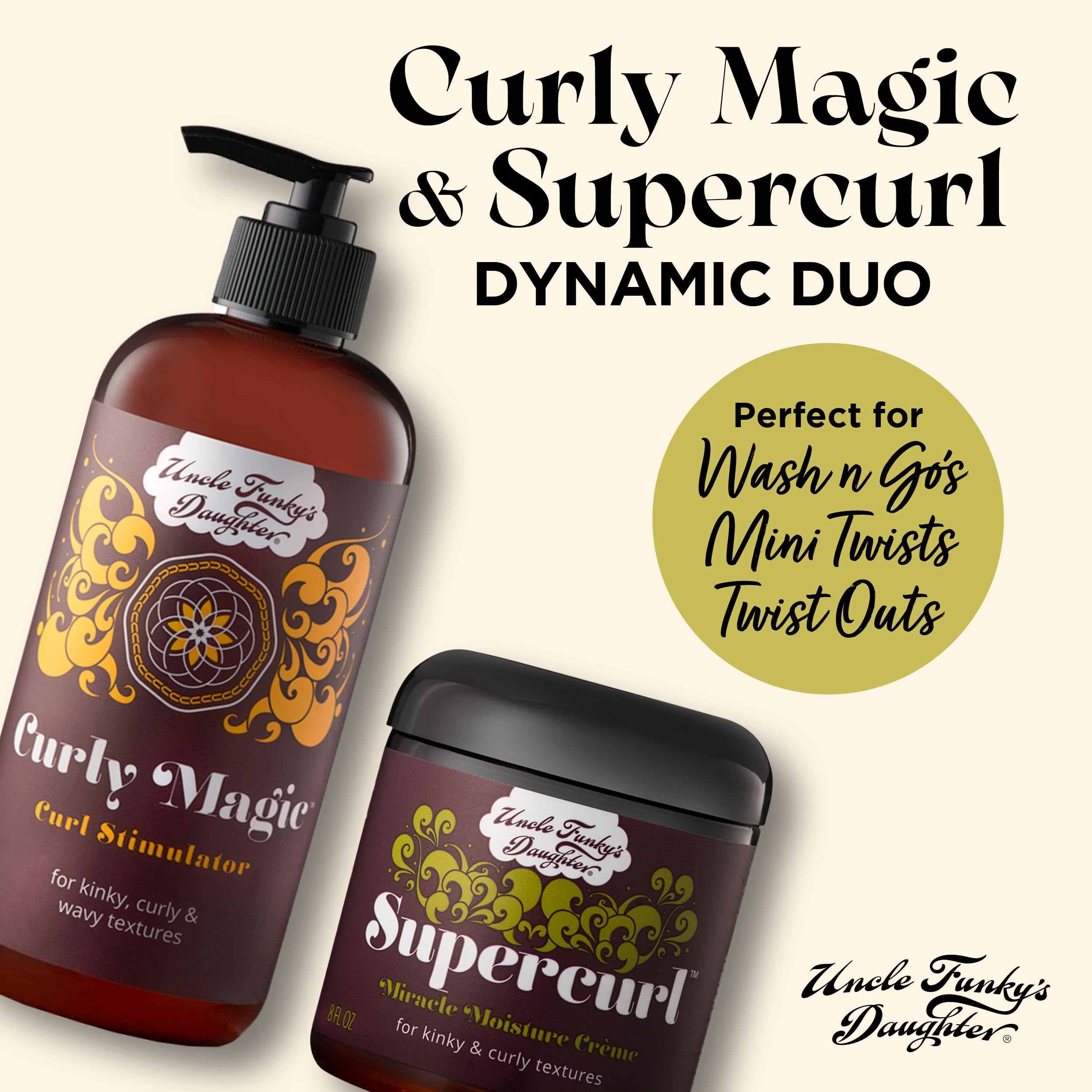 Uncle Funky's Daughter Supercurl Miracle Moisture Creme shea-butter formula boosts moisture and softness.