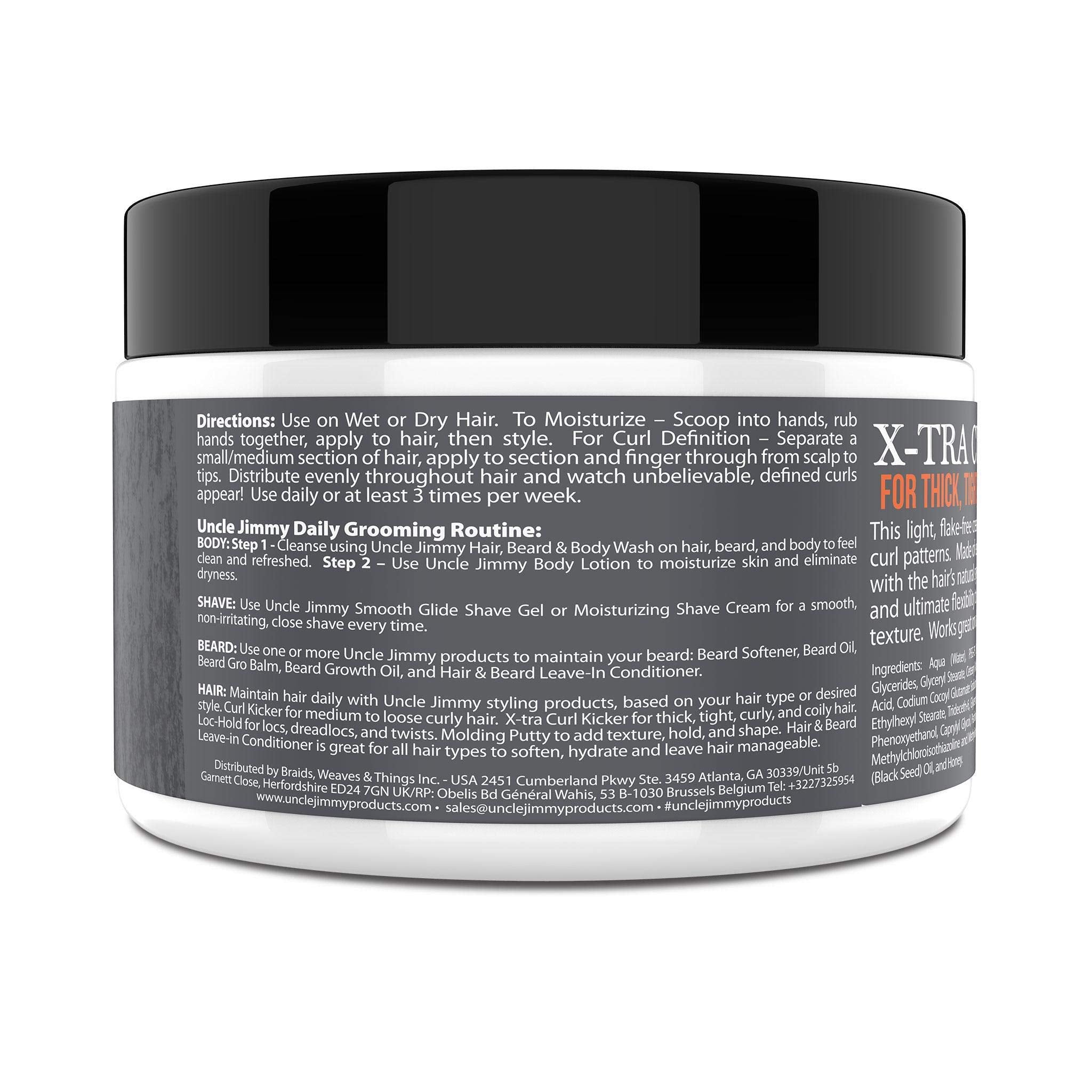 Uncle Jimmy X-TRA Curl-Kicker frizz-control delivers smoother, frizz-free styling.