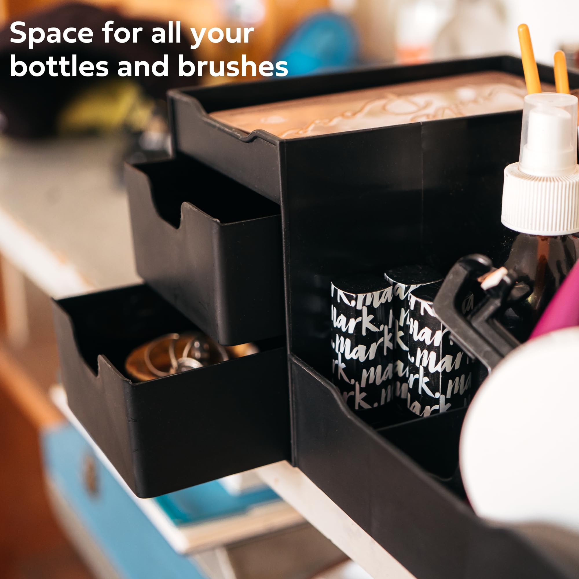 Uncluttered Designs large black vanity organizer dorm room essentials in compact spaces for student storage