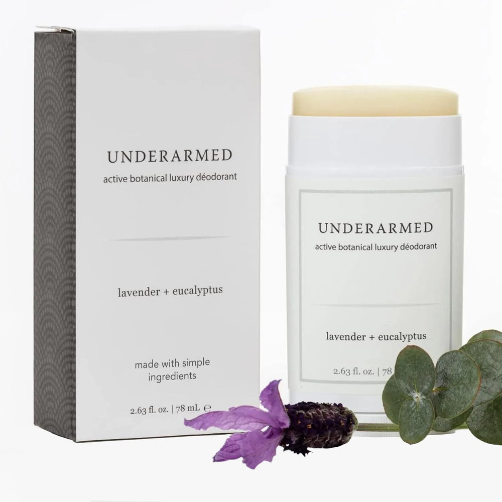 Underarmed lavender-eucalyptus deodorant stick delivers natural scent and odor control.