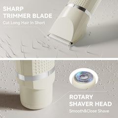 Unibono standard-trimmer-head enables easy shaping of longer hairs with gentle trimming.