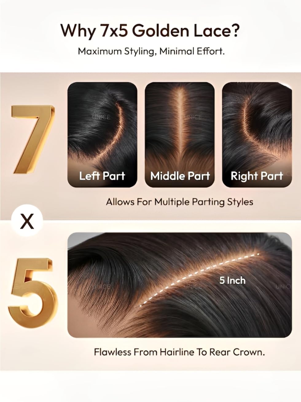 UNICE Chestnut Brown Ombre Yaki Straight wig ombre-detail for dimensional color