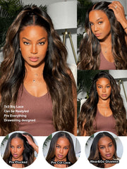 UNICE Chestnut Brown Ombre Yaki Straight wig side view for seamless daily wear