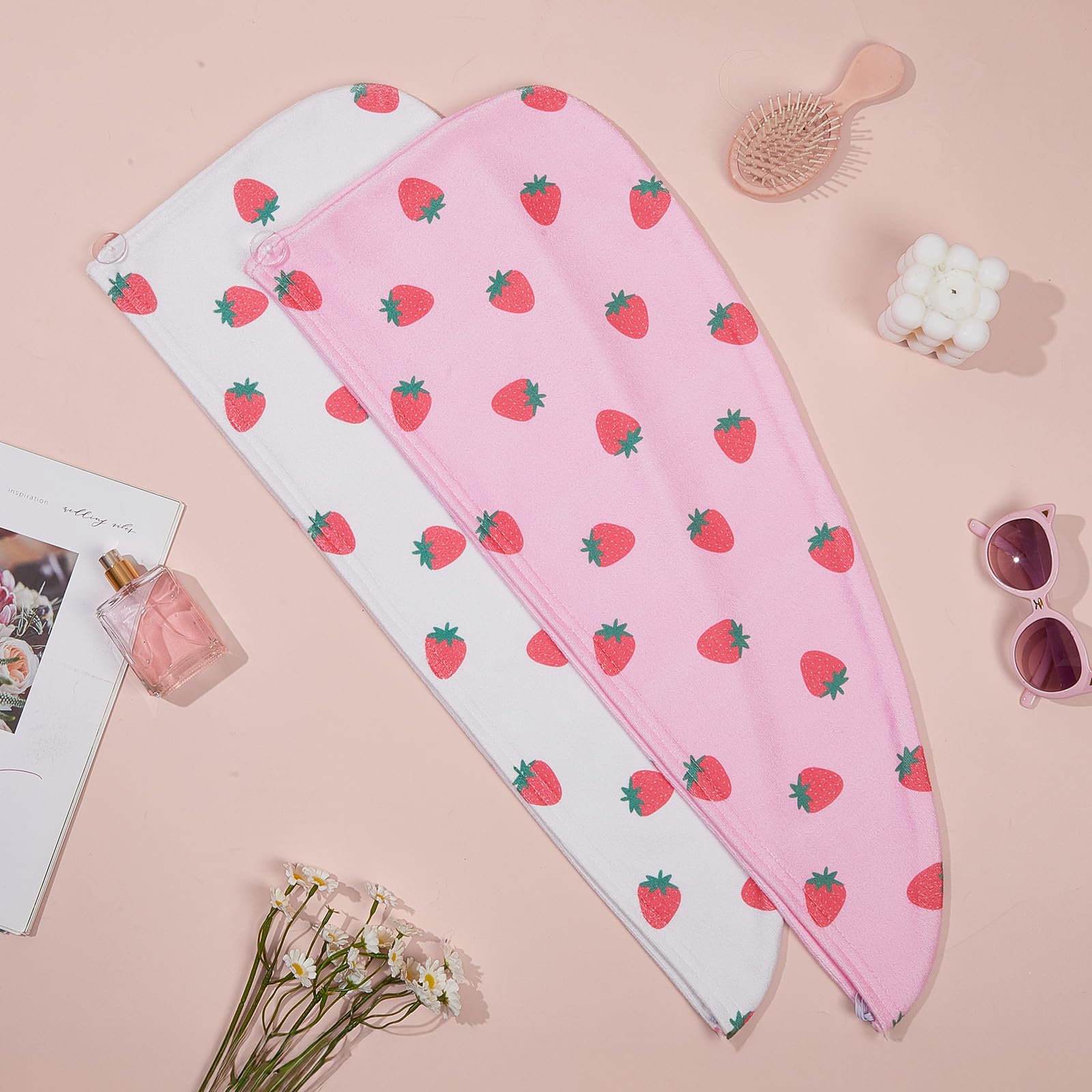 Unicorn Castle towel with strawberry pattern for girls