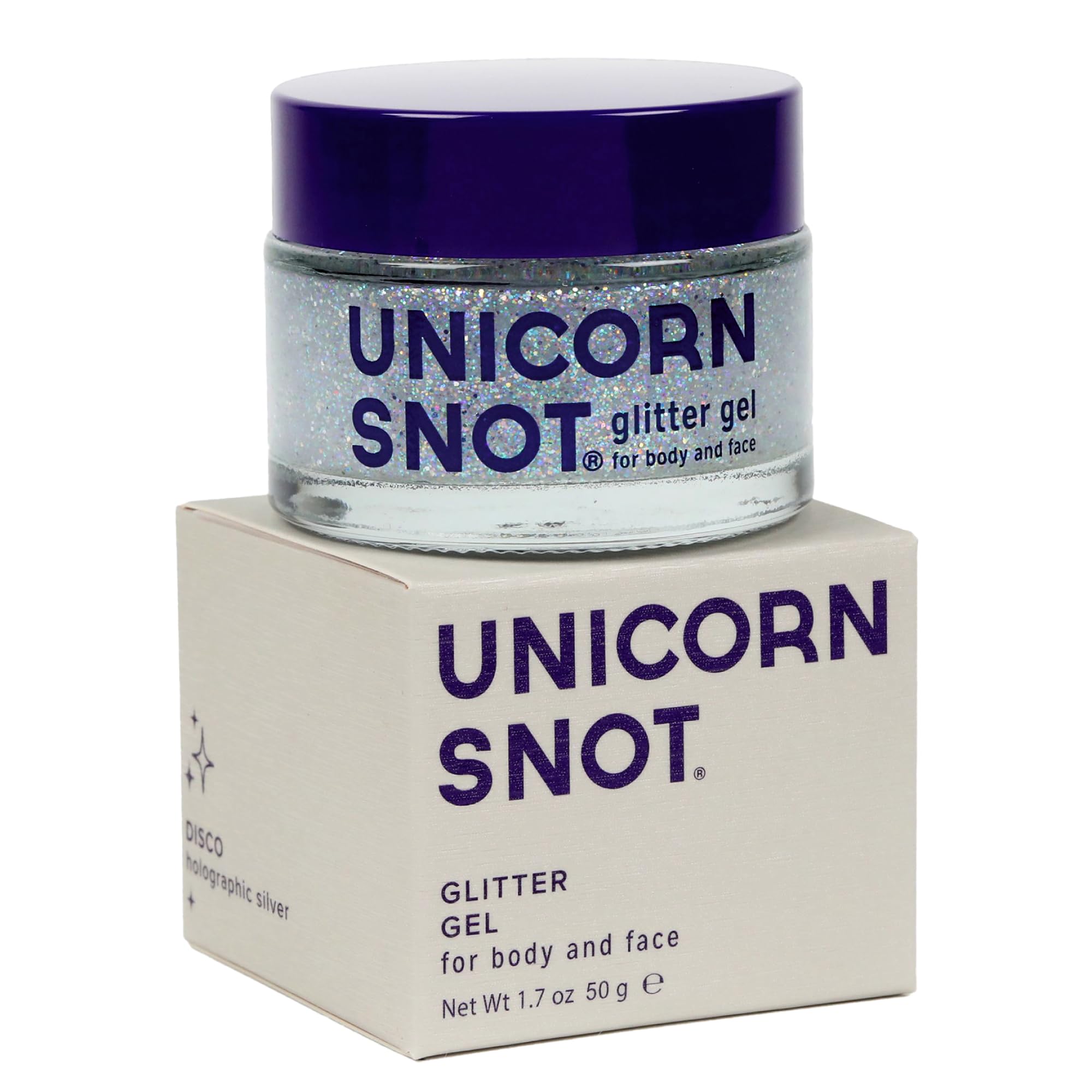 UNICORN SNOT 1.7 oz glitter gel packaging, ideal for gifts or travel.