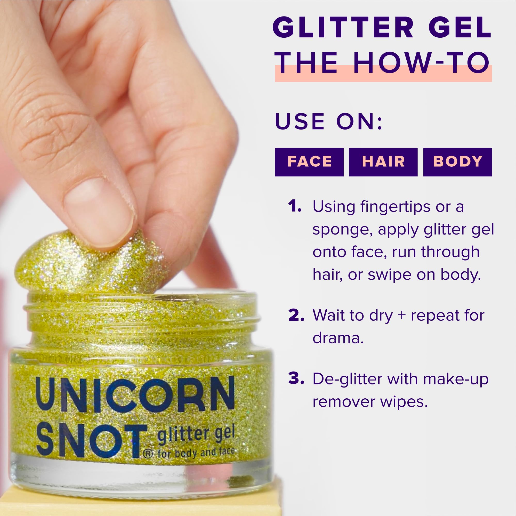 UNICORN SNOT body glitter delivers all-over shine for festival outfits and photos.