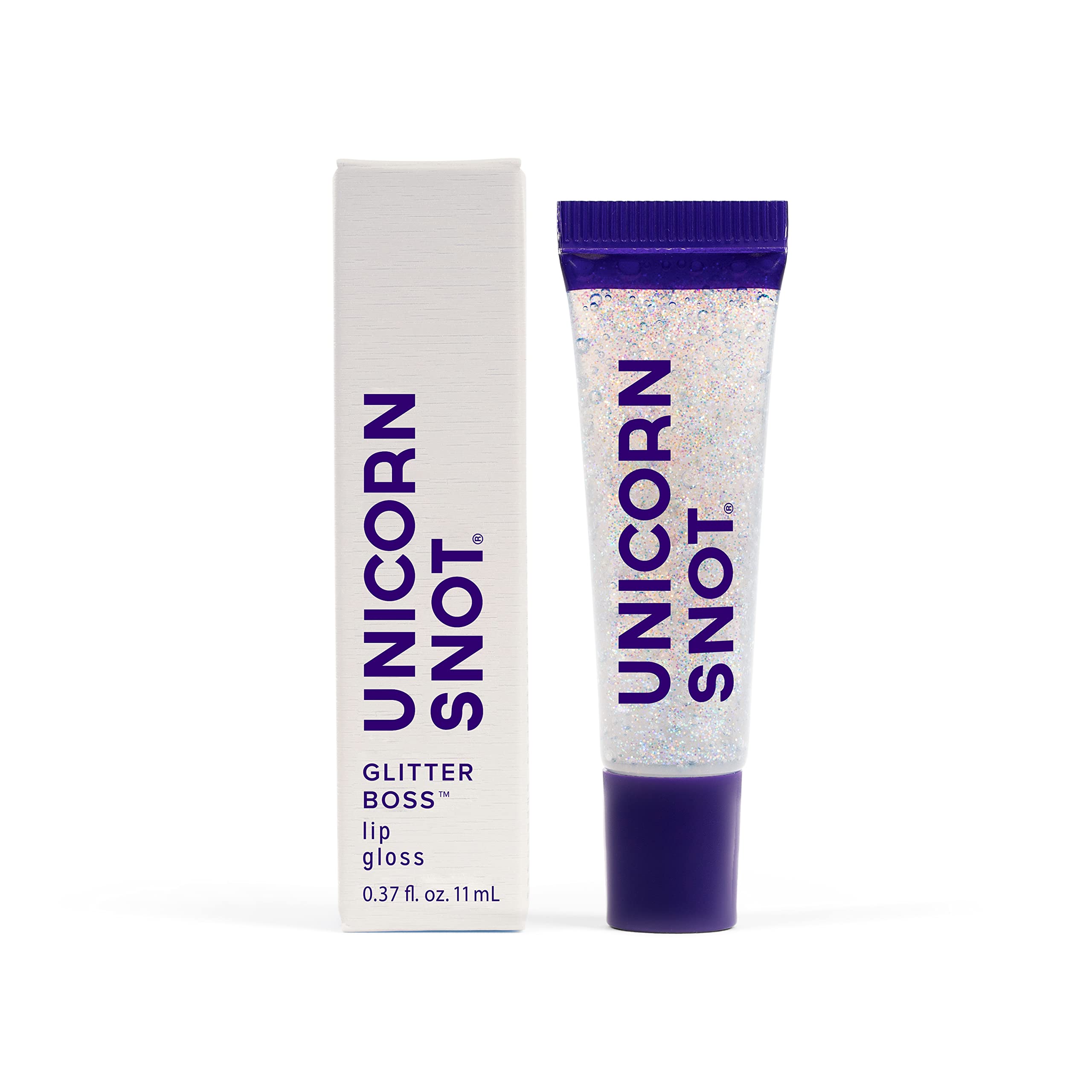 Unicorn Snot Glitter Boss lip gloss tube with high-shine holographic shimmer.