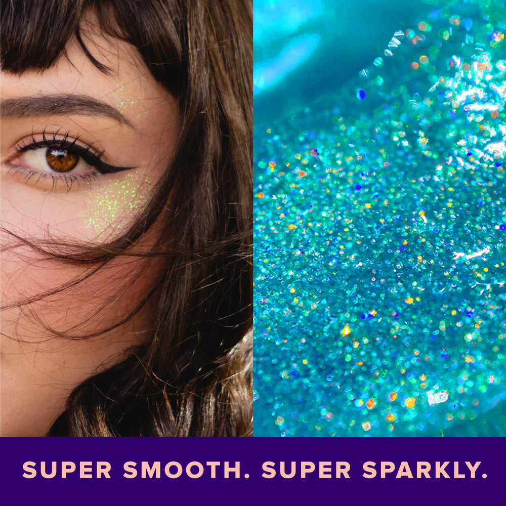 Unicorn Snot Glitter Gel blue hair-accents for bold festival style.
