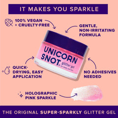 Unicorn Snot glitter gel jar in pink Flamingo for wearable sparkle.