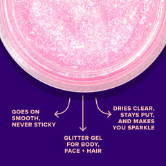 Unicorn Snot glitter gel applied in hair for dazzling festival color.