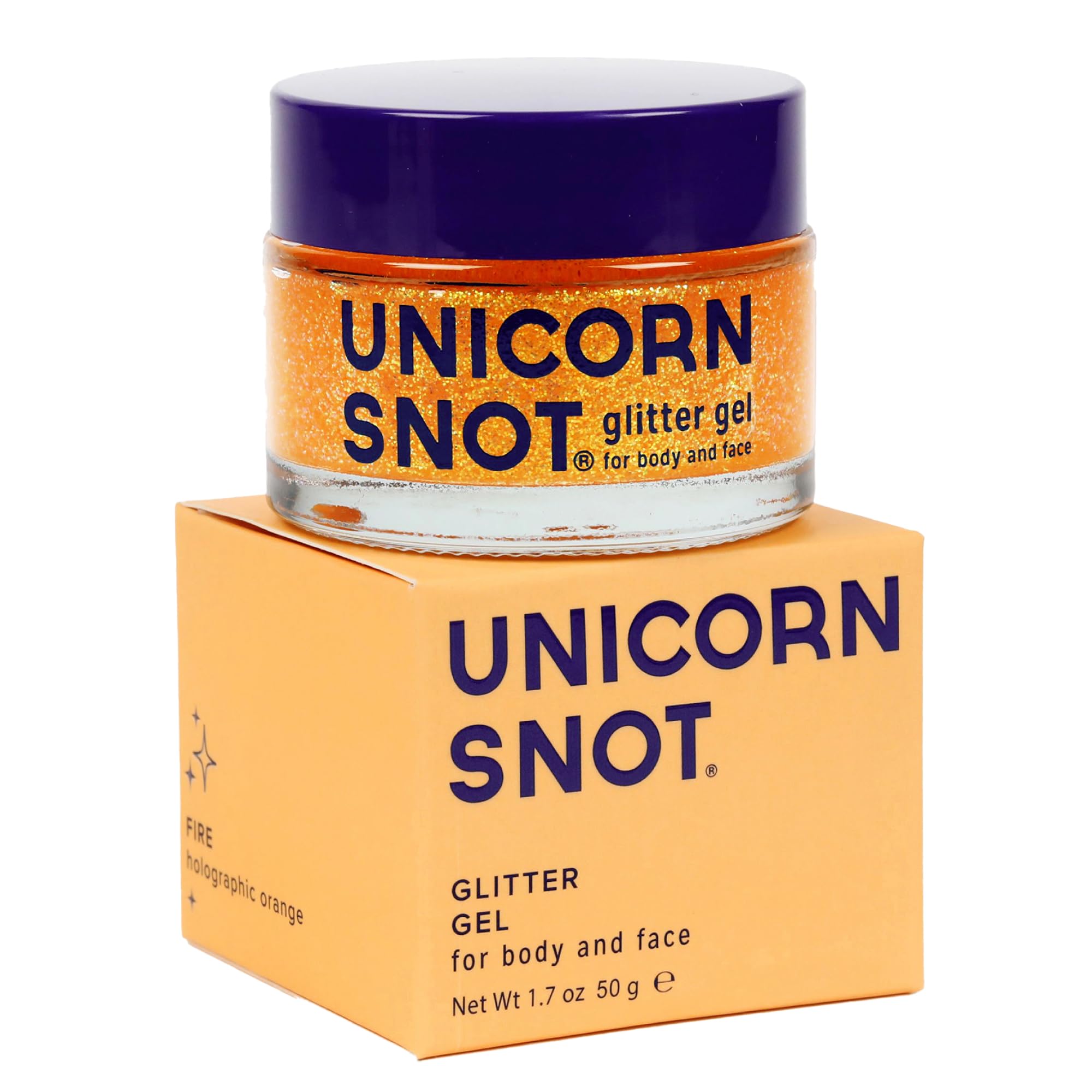 UNICORN SNOT holographic glitter gel jar for all-over face and body sparkle.