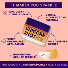 UNICORN SNOT orange fire glitter for bold hair shimmer.