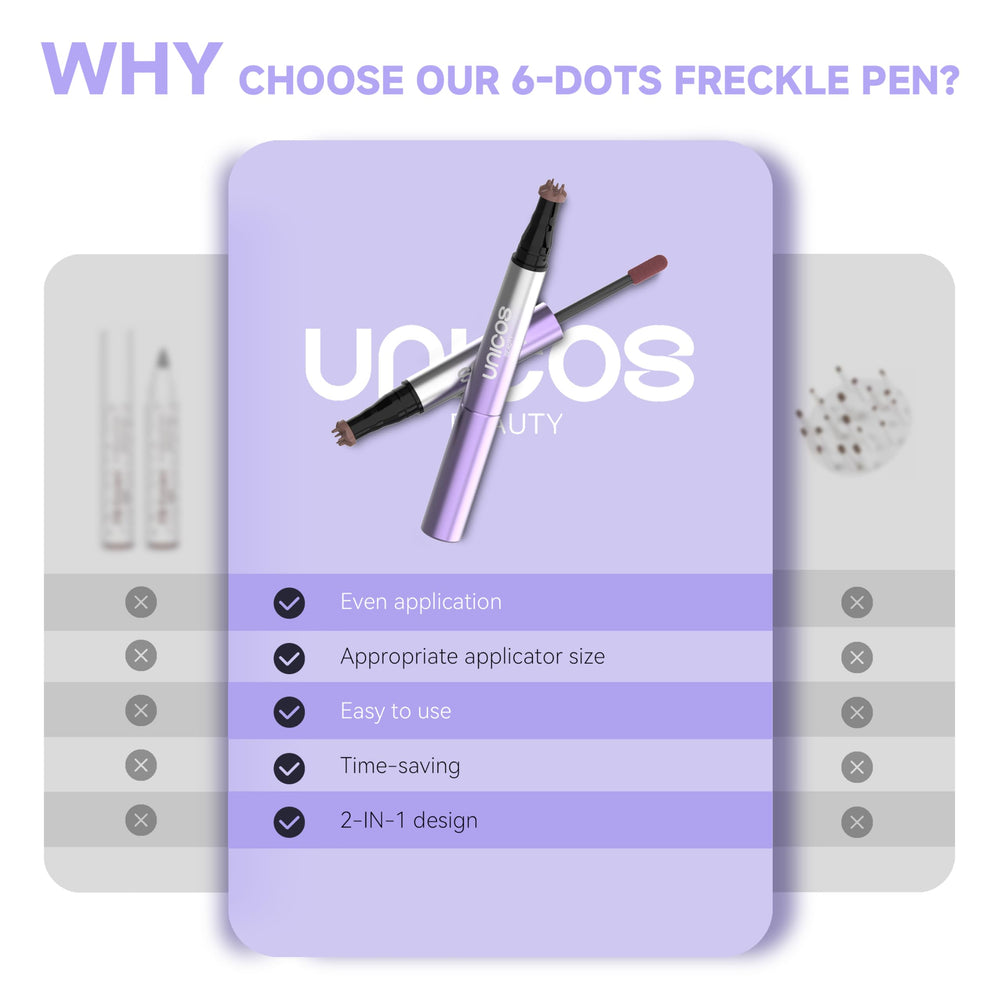Unicos Freckle Stamp travel-friendly packaging ready for on-the-go touch-ups.