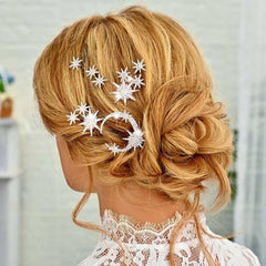 Unicra bridal hair accessories with star moon design for elegant looks.