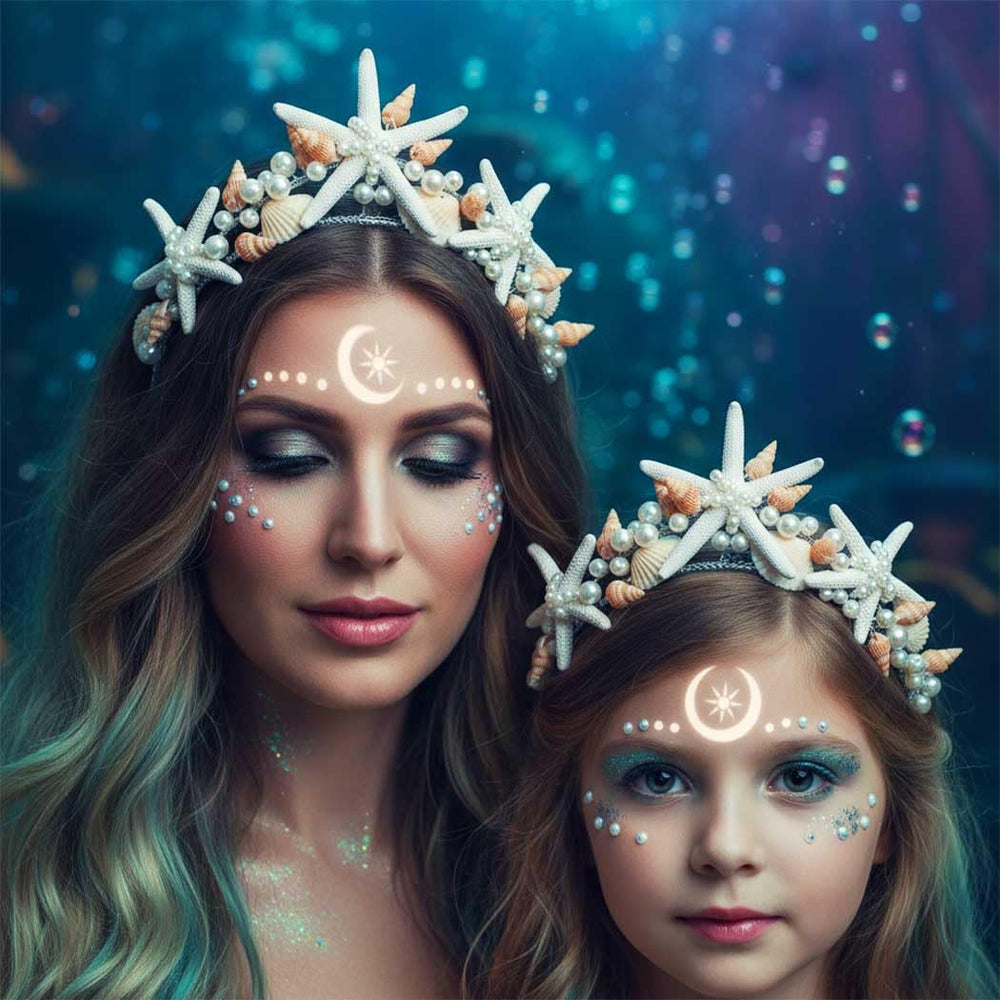 Unicra Starfish Crown Silver Detail adds eye-catching shimmer to the hairstyle