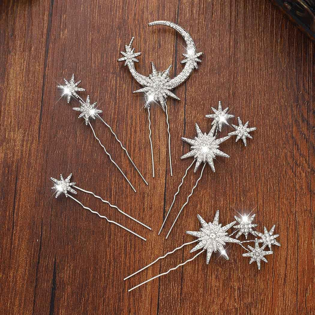 Unicra wedding headpiece stars and moons sparkle in photos.