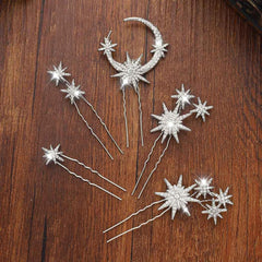 Unicra wedding headpiece stars and moons sparkle in photos.