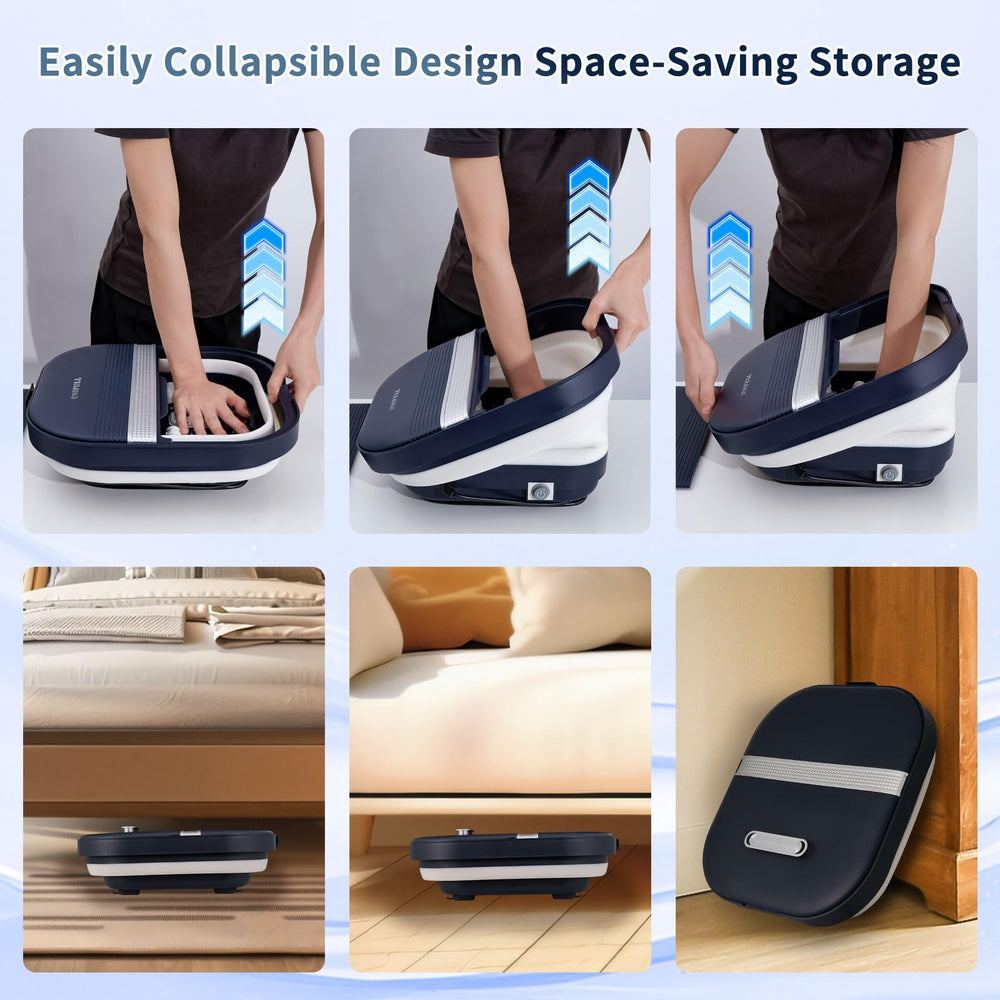 UNIFULL collapsible foot spa shown folded for compact storage.