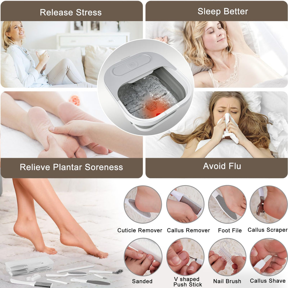 UNIFULL foot spa pedicure kit stored in box offers convenient, organized at-home care.