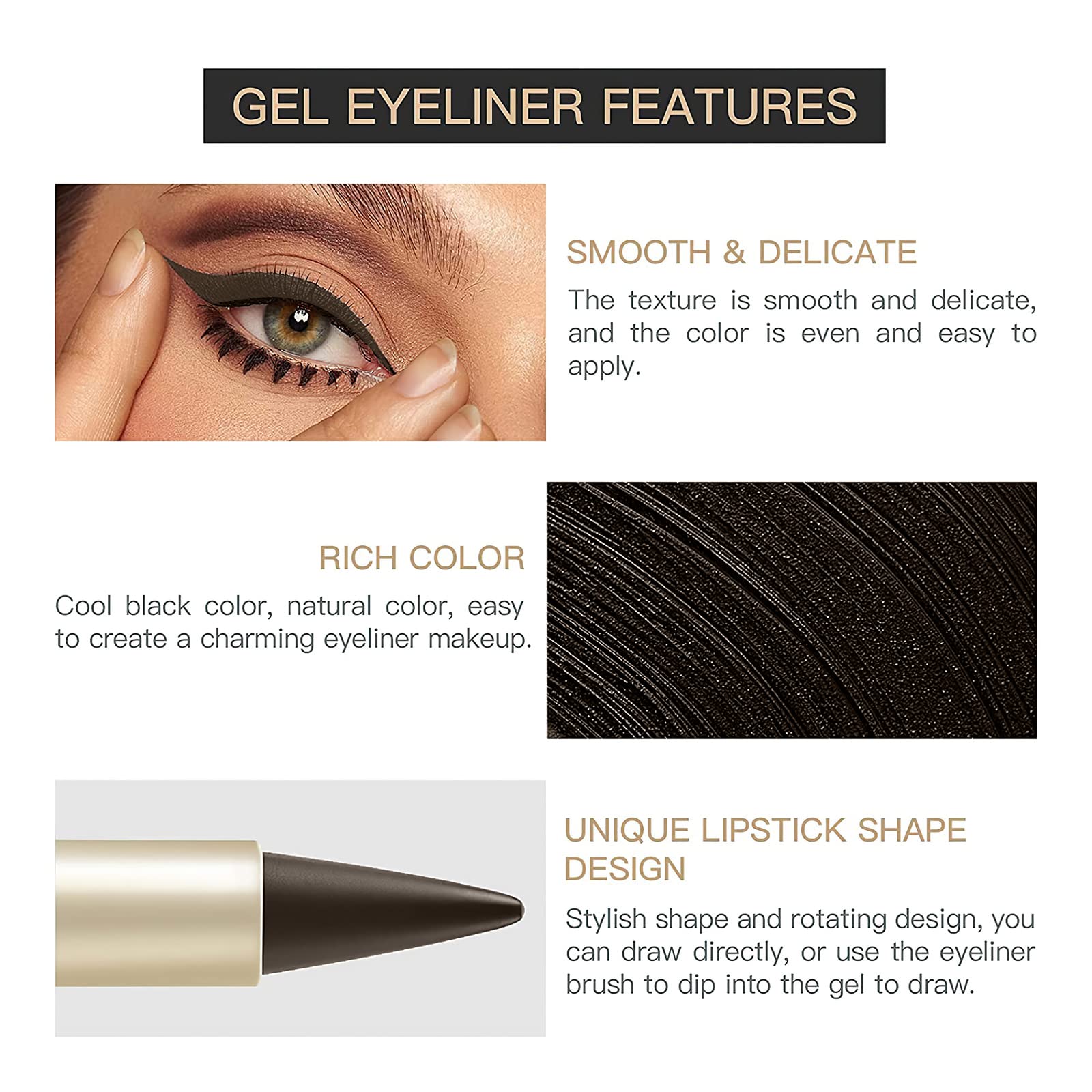 UNIFULL smoky look idea with deep black gel eyeliner.
