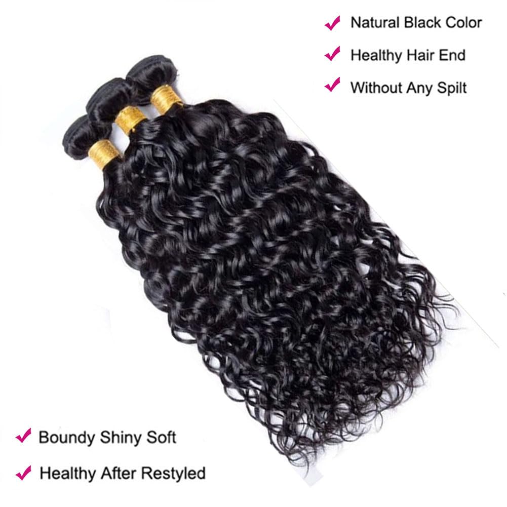 UNILO water wave bundles 14-inch wet-look, smooth texture for seamless blending with natural hair