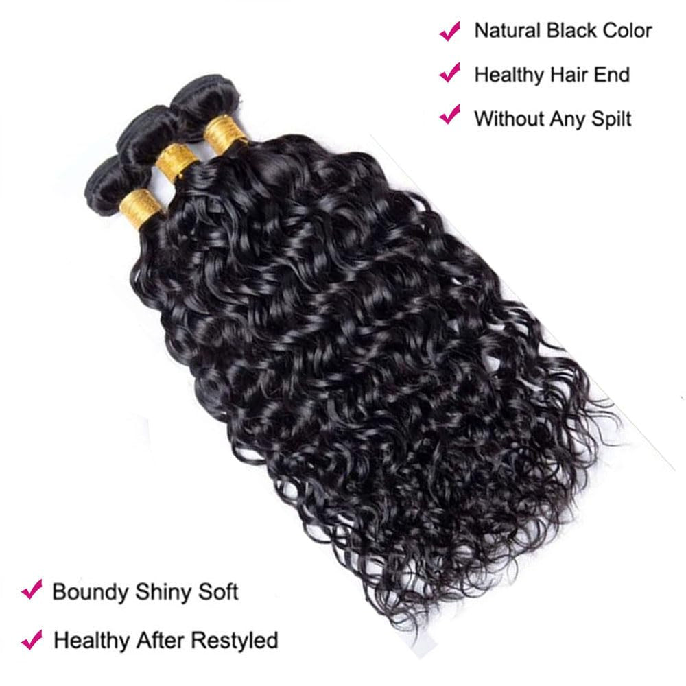 UNILO water wave bundles 14-inch wet-look, smooth texture for seamless blending with natural hair